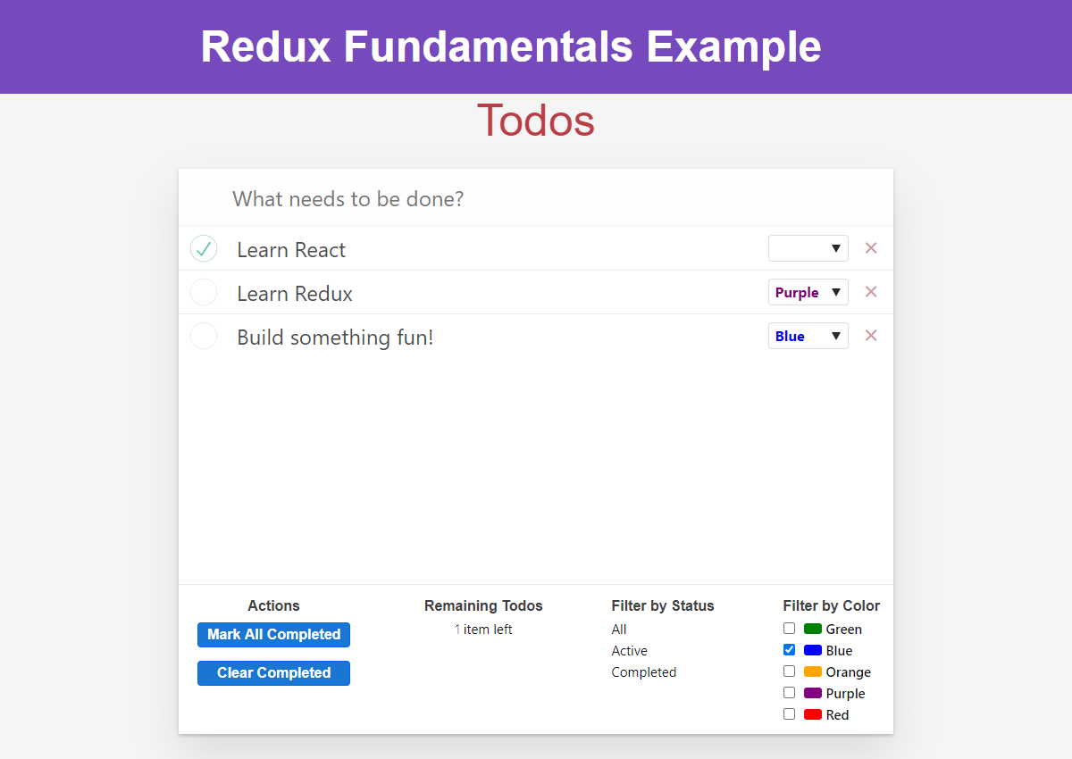 Example todo app screenshot